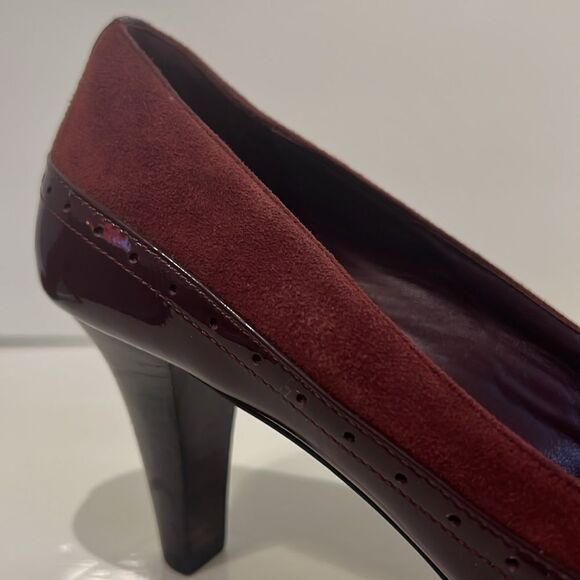 Cole Haan Burgundy Suede/Patent Leather Heeled Shoes Size 7 - Picture 8 of 14